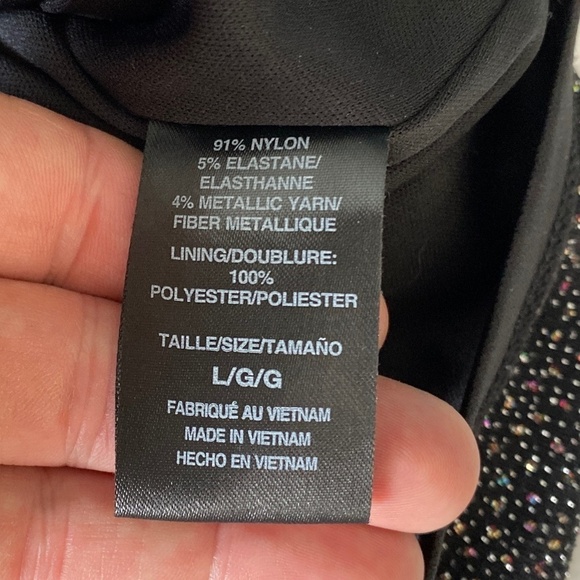 Suzy Shier Y2K Black Rainbow Sparkle Sleeveless Midi Dress Large‎ Draped Front - Picture 8 of 15